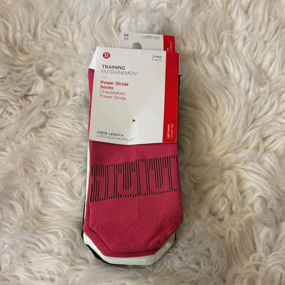Lululemon Power Stride Socks, RBCO/ELIX/TRNV, Size Medium